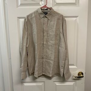 Colorplus 100% Linen Men's Beige Tailored Fit Casual Button Down Shirt Size L